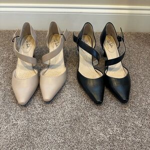 Life Stride Black and Tan Heels